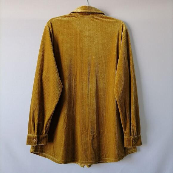 NWT Soft Surroundings Amber Green Textured Velvet Boyfriend Shirt L Shimmer - Picture 2 of 6
